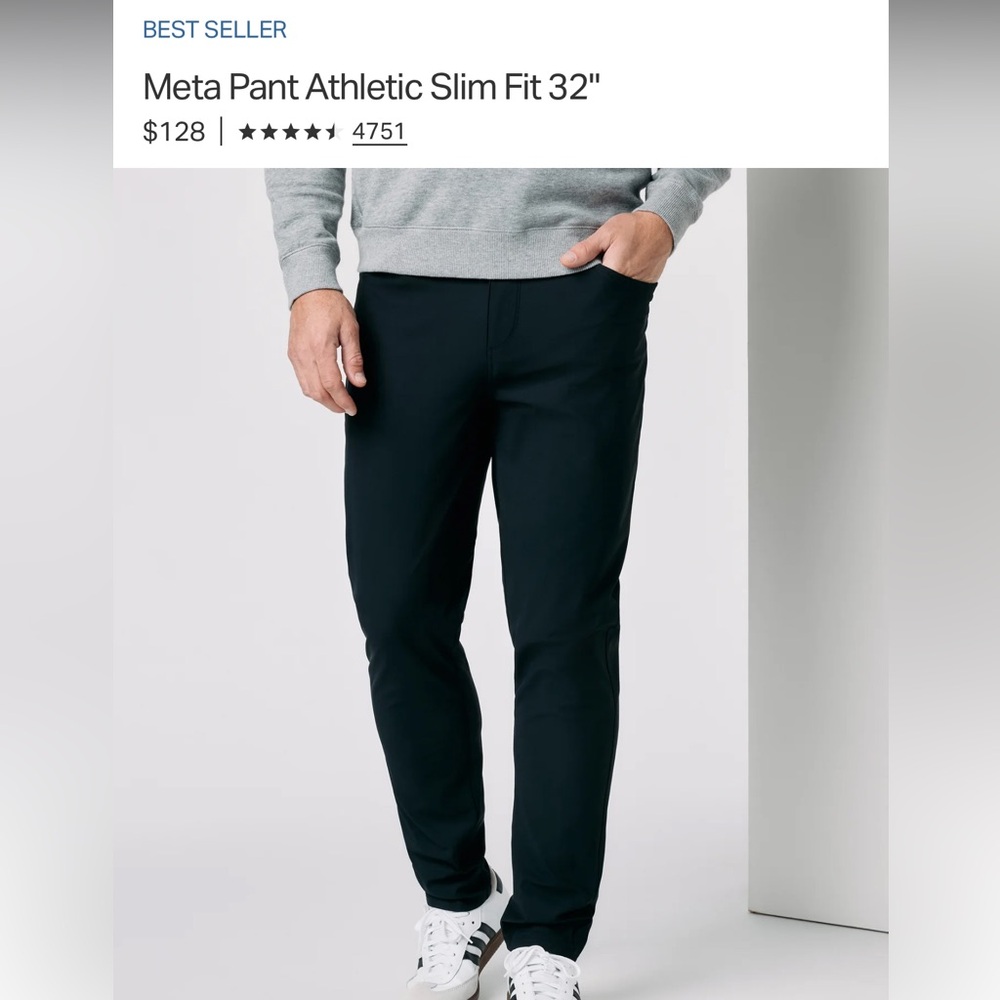 Vuori Meta Pant Athletic Slim Fit - Black NWOT